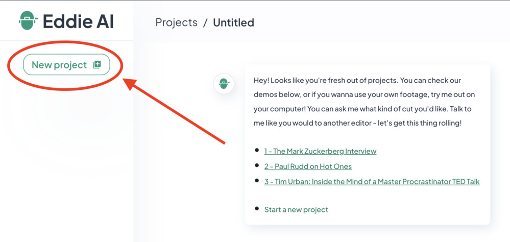 Eddie AI - Start New Project