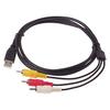 USB male A to 3 plug RCA A/V TV adapter cord