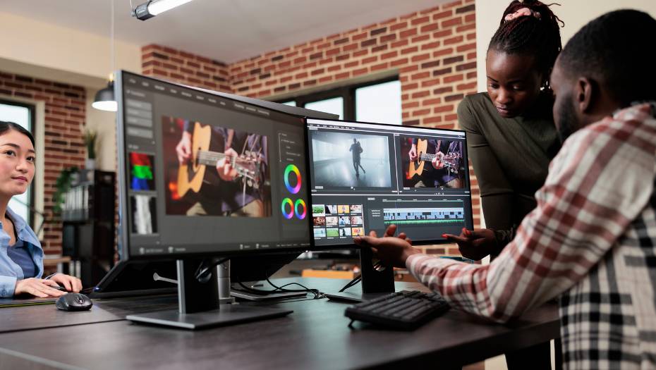 Archival Producer reviewing documentary footage Archival Producer reviewing documentary footage