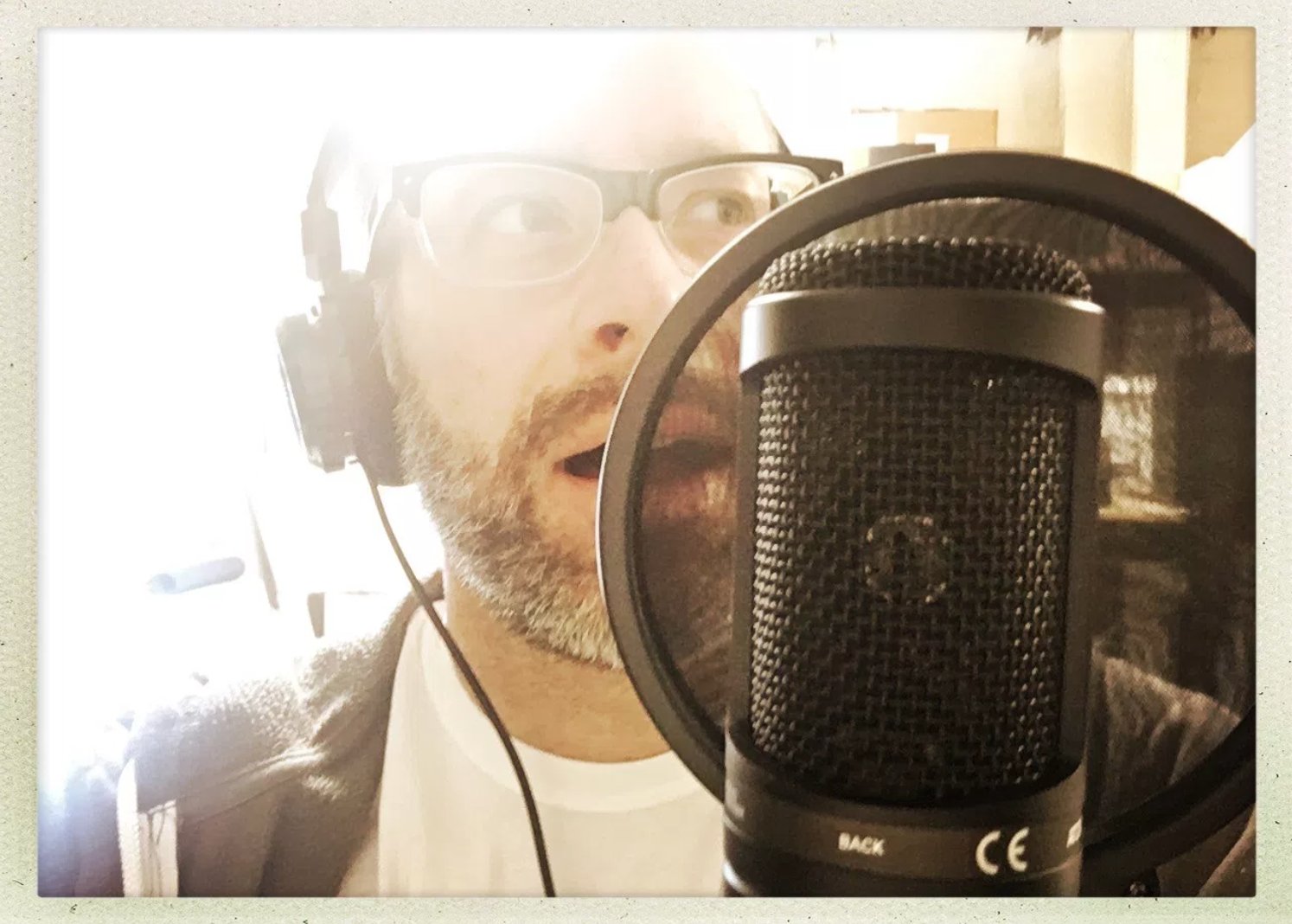 Chris G. Parkhurst recording The Documentary Life podcast